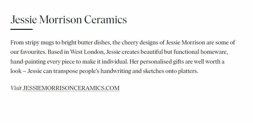 Jessie Morrison Ceramics at Gifts Instead of Flowers